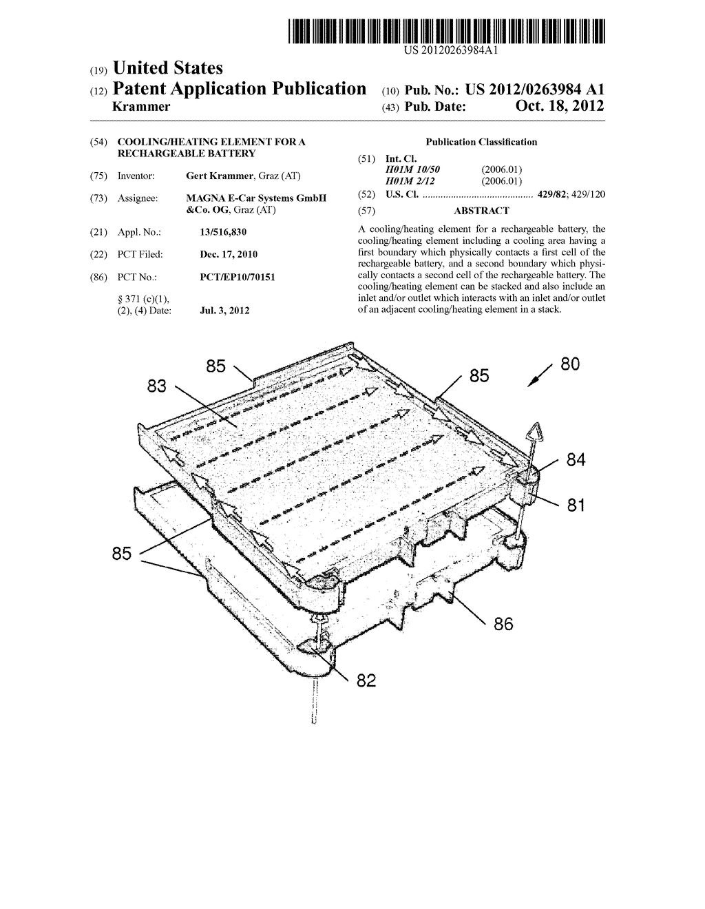 COOLING/HEATING ELEMENT FOR A RECHARGEABLE BATTERY - diagram, schematic, and image 01