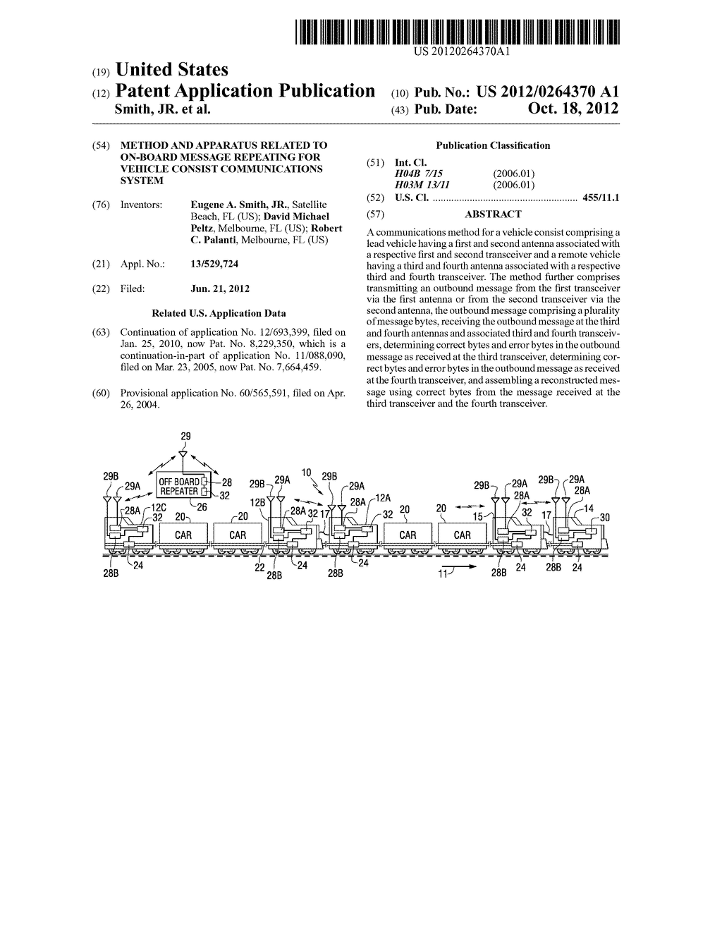 METHOD AND APPARATUS RELATED TO ON-BOARD MESSAGE REPEATING FOR VEHICLE     CONSIST COMMUNICATIONS SYSTEM - diagram, schematic, and image 01