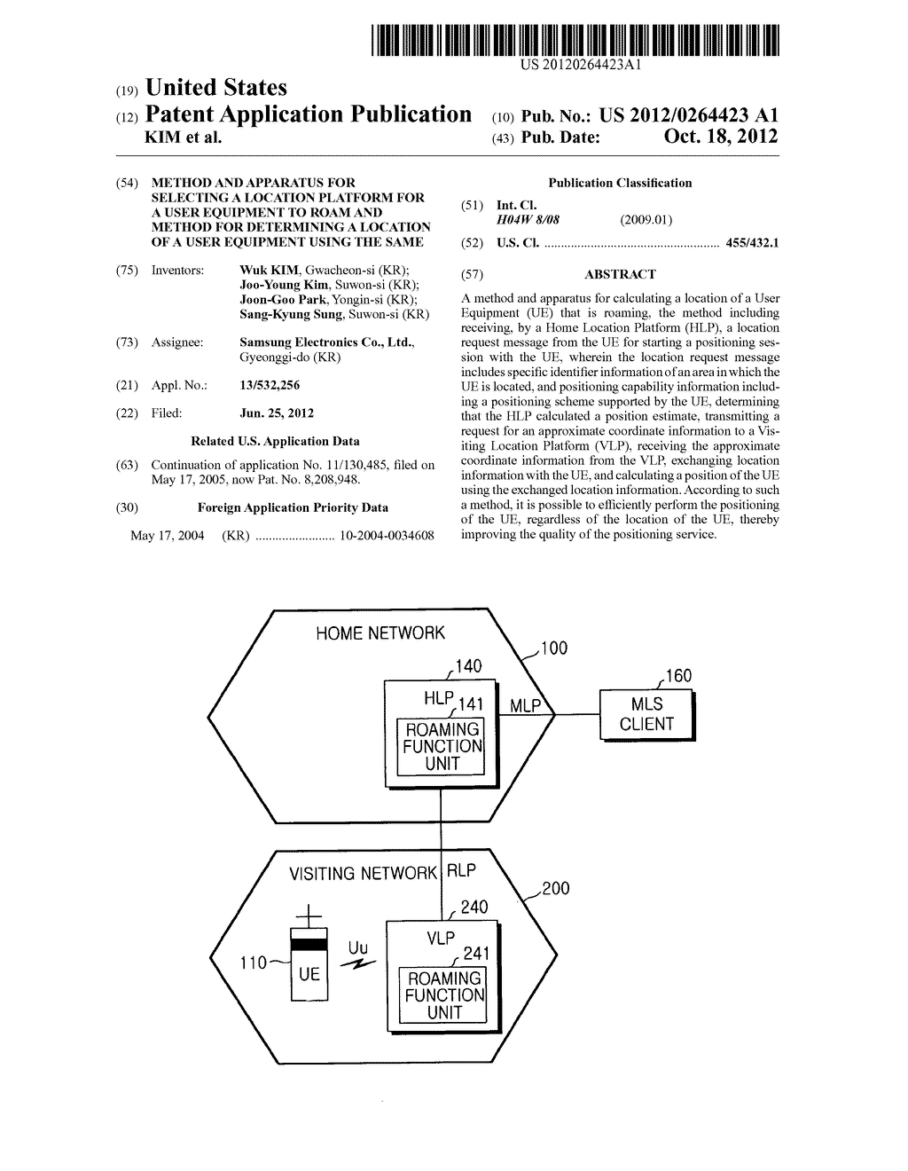 METHOD AND APPARATUS FOR SELECTING A LOCATION PLATFORM FOR A USER     EQUIPMENT TO ROAM AND METHOD FOR DETERMINING A LOCATION OF A USER     EQUIPMENT USING THE SAME - diagram, schematic, and image 01
