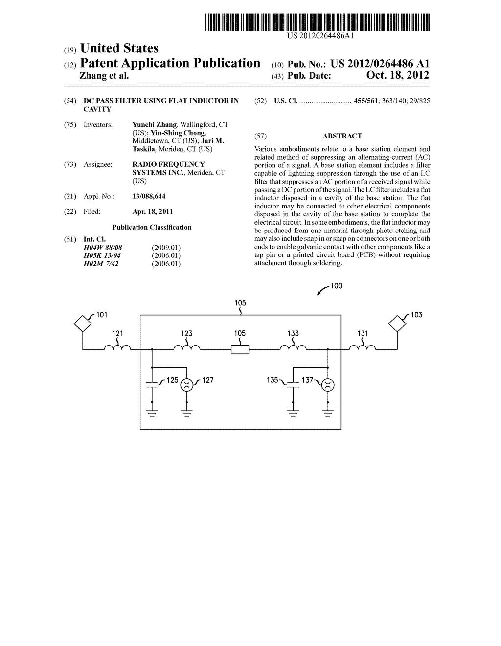 DC PASS FILTER USING FLAT INDUCTOR IN CAVITY - diagram, schematic, and image 01