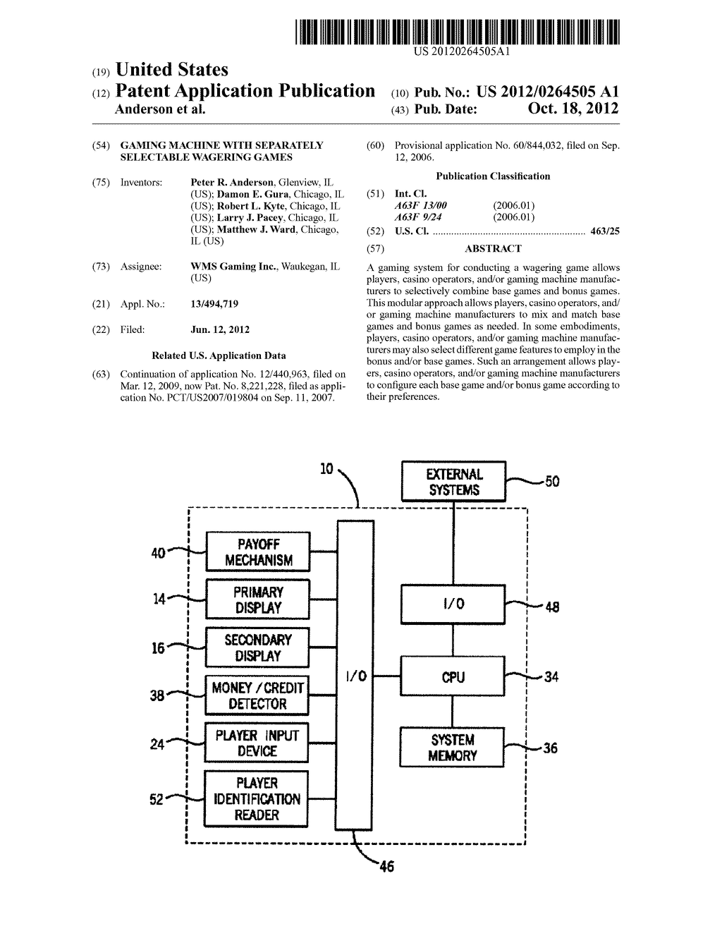 Gaming Machine With Separately Selectable Wagering Games - diagram, schematic, and image 01