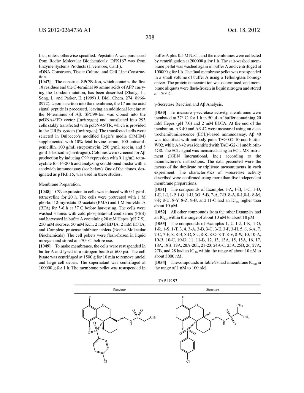 BENZENESULFONYL-CHROMANE, THIOCHROMANE, TETRAHYDRONAPHTHALENE AND RELATED     GAMMA SECRETASE INHIBITORS - diagram, schematic, and image 209