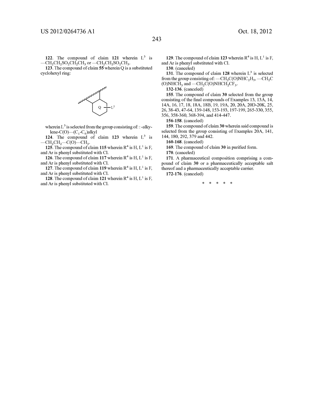 BENZENESULFONYL-CHROMANE, THIOCHROMANE, TETRAHYDRONAPHTHALENE AND RELATED     GAMMA SECRETASE INHIBITORS - diagram, schematic, and image 244