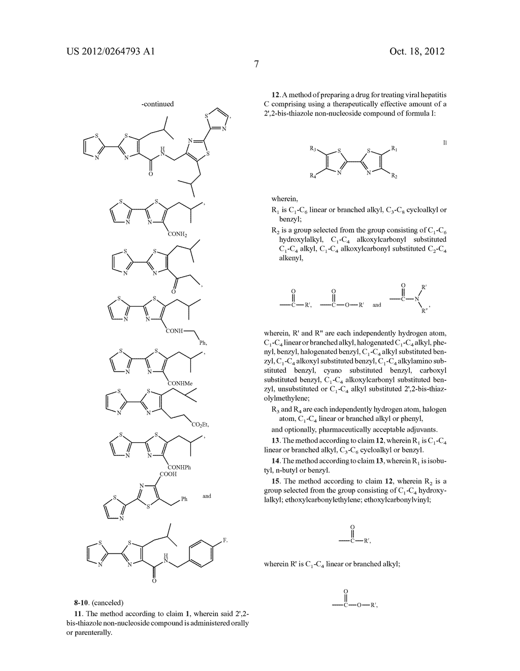 Pharmaceutical Use of 2',2-Bis-Thiazole Non-Nucleoside Compounds as     Hepatitis C Virus Inhibitor - diagram, schematic, and image 08