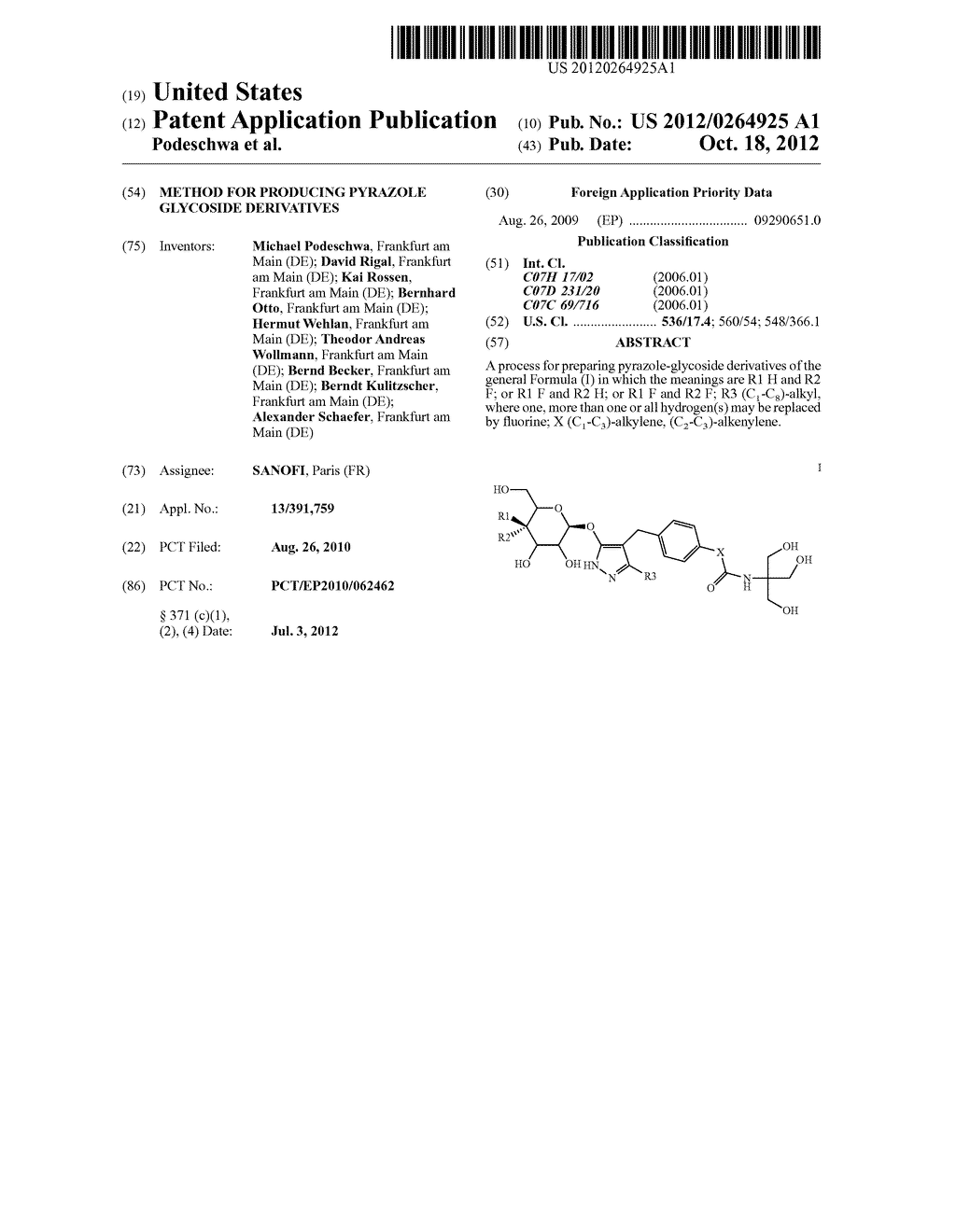 METHOD FOR PRODUCING PYRAZOLE GLYCOSIDE DERIVATIVES - diagram, schematic, and image 01