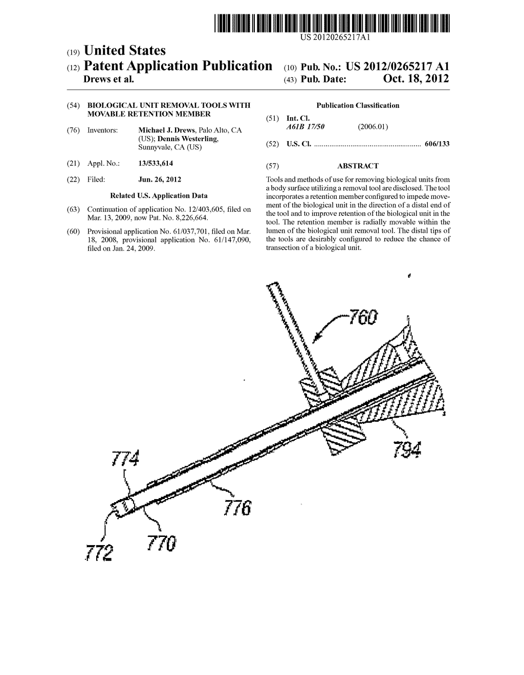 BIOLOGICAL UNIT REMOVAL TOOLS WITH MOVABLE RETENTION MEMBER - diagram, schematic, and image 01