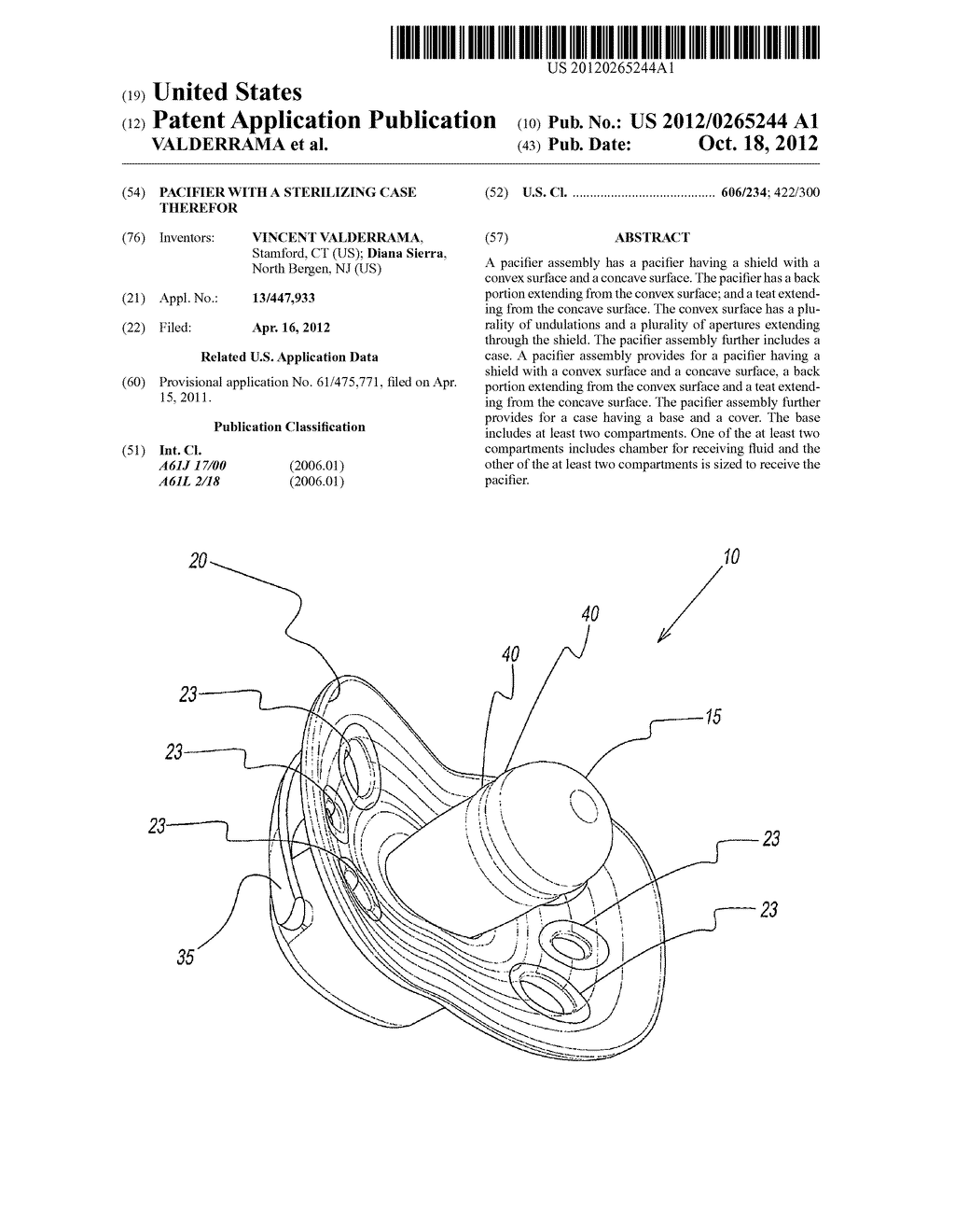 PACIFIER WITH A STERILIZING CASE THEREFOR - diagram, schematic, and image 01