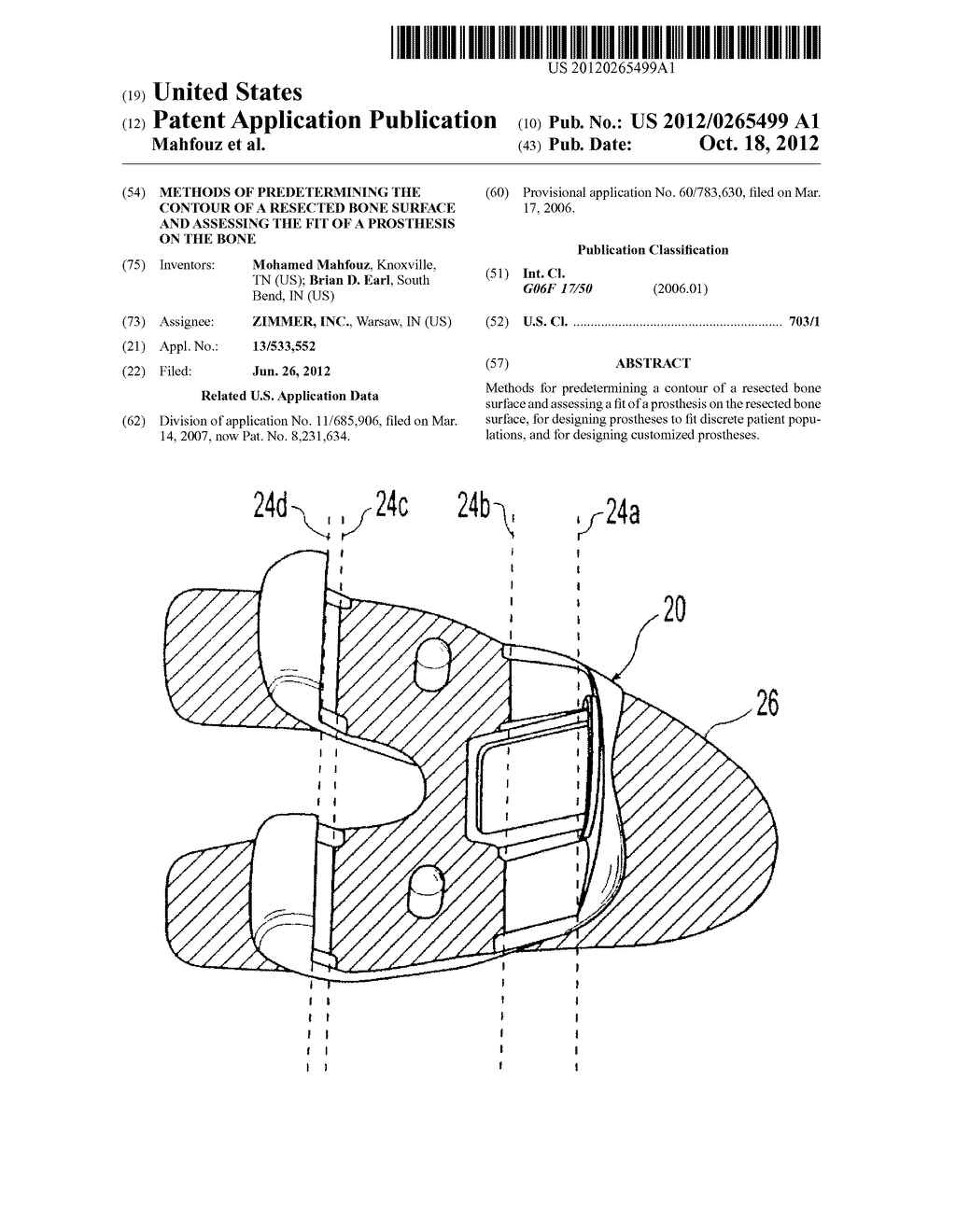 METHODS OF PREDETERMINING THE CONTOUR OF A RESECTED BONE SURFACE AND     ASSESSING THE FIT OF A PROSTHESIS ON THE BONE - diagram, schematic, and image 01