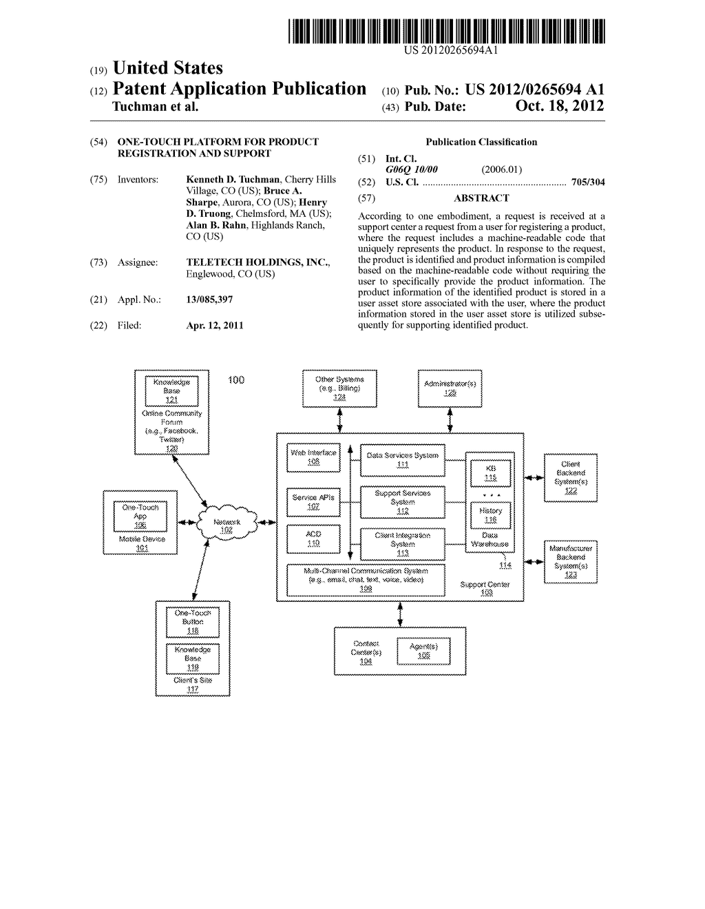 ONE-TOUCH PLATFORM FOR PRODUCT REGISTRATION AND SUPPORT - diagram, schematic, and image 01