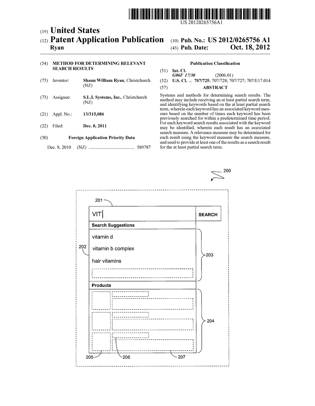 METHOD FOR DETERMINING RELEVANT SEARCH RESULTS - diagram, schematic, and image 01