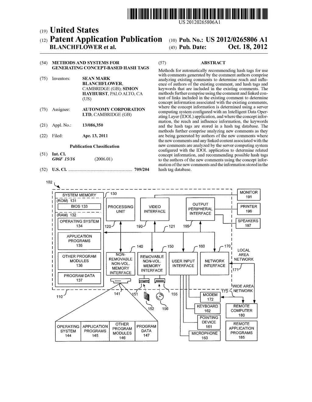 METHODS AND SYSTEMS FOR GENERATING CONCEPT-BASED HASH TAGS - diagram, schematic, and image 01