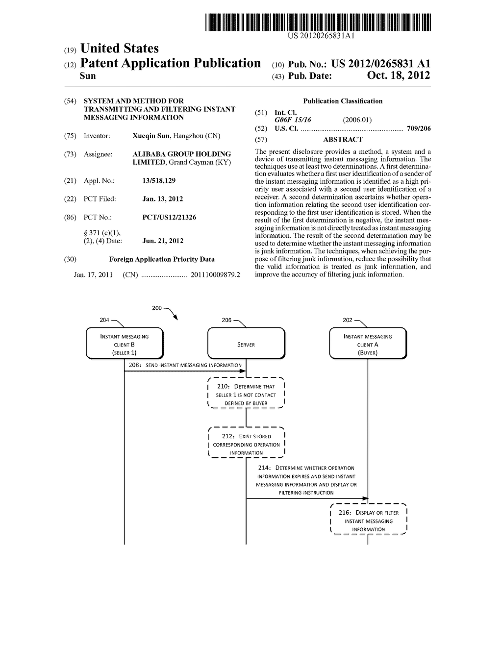 System and Method for Transmitting and Filtering Instant Messaging     Information - diagram, schematic, and image 01