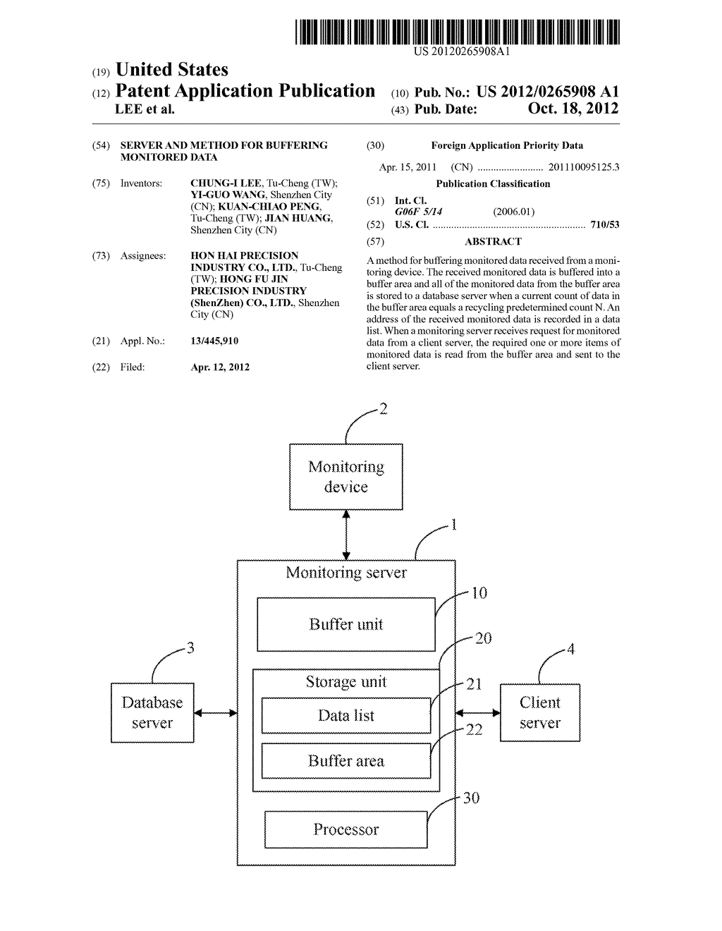 SERVER AND METHOD FOR BUFFERING MONITORED DATA - diagram, schematic, and image 01