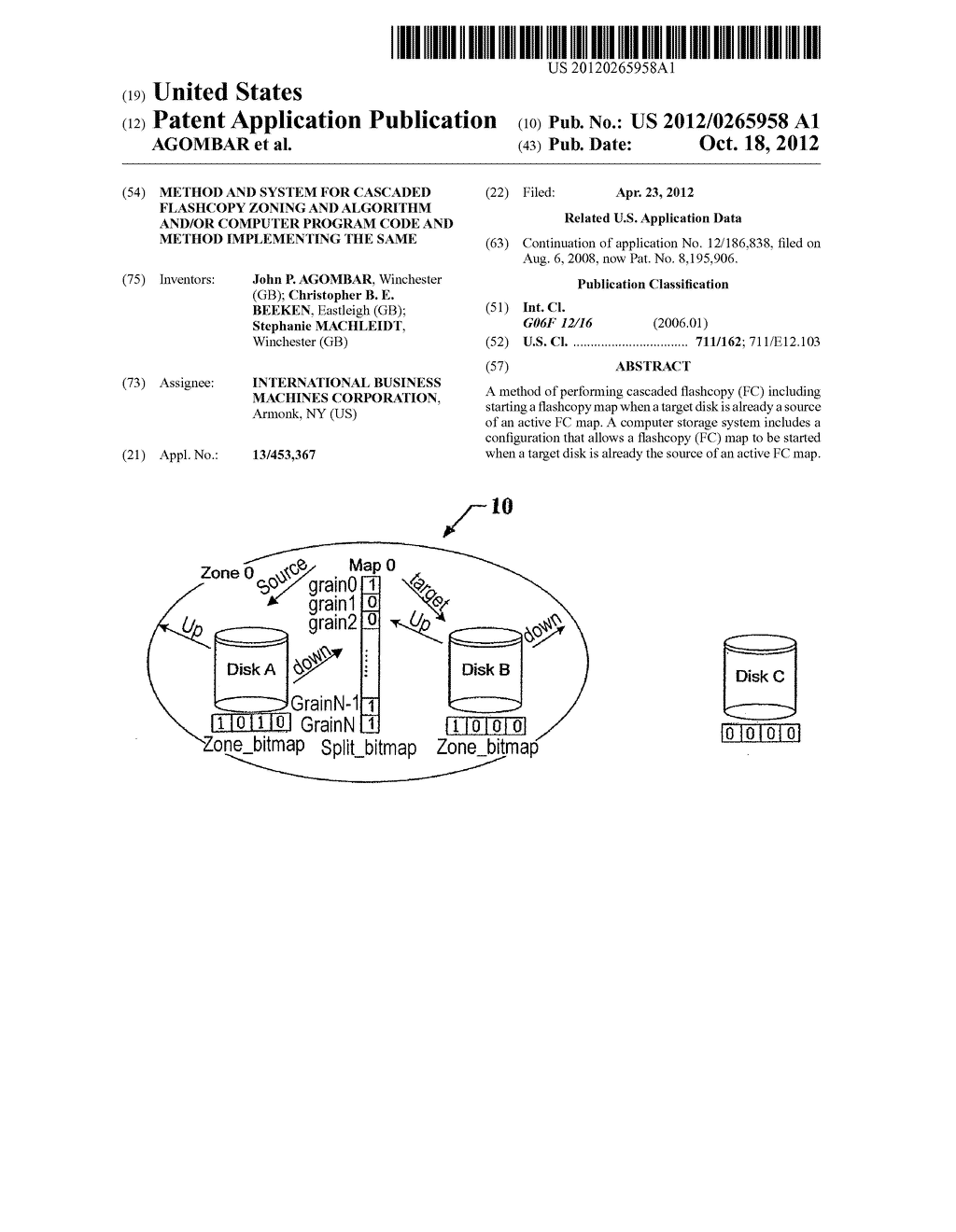 METHOD AND SYSTEM FOR CASCADED FLASHCOPY ZONING AND ALGORITHM AND/OR     COMPUTER PROGRAM CODE AND METHOD IMPLEMENTING THE SAME - diagram, schematic, and image 01