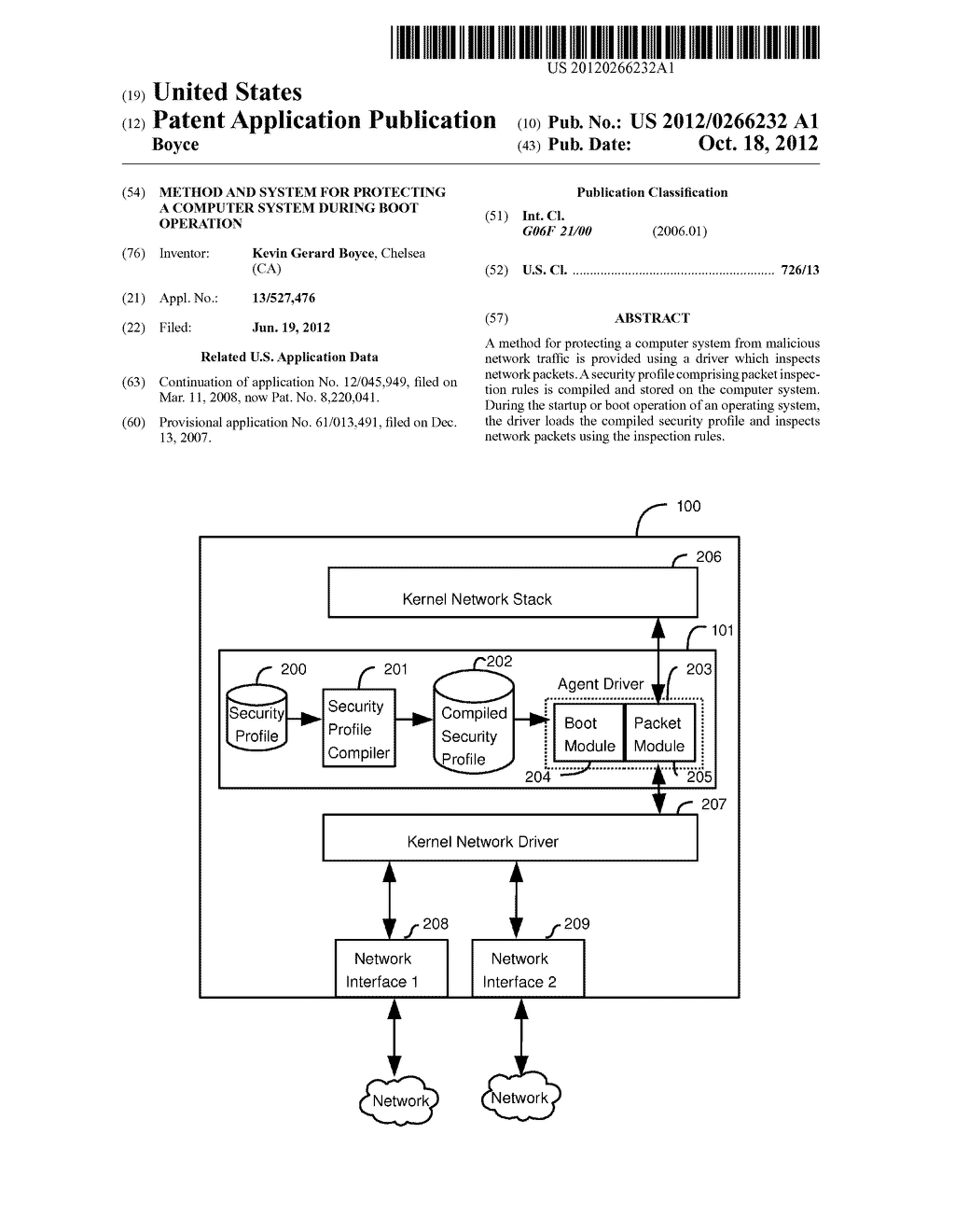 METHOD AND SYSTEM FOR PROTECTING A COMPUTER SYSTEM DURING BOOT OPERATION - diagram, schematic, and image 01
