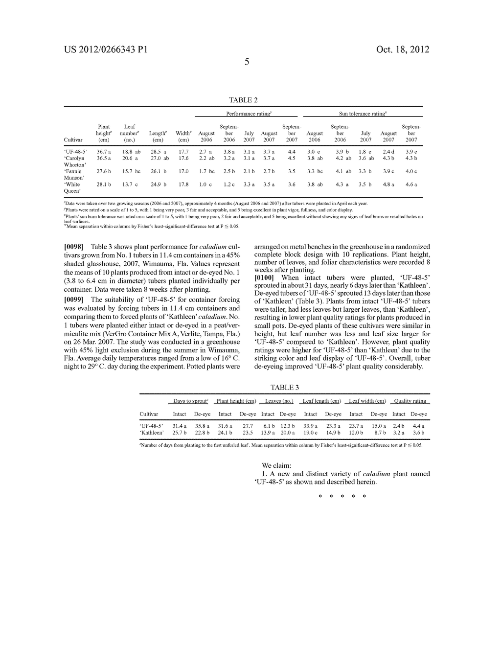 Caladium plant named 'UF-48-5' - diagram, schematic, and image 05