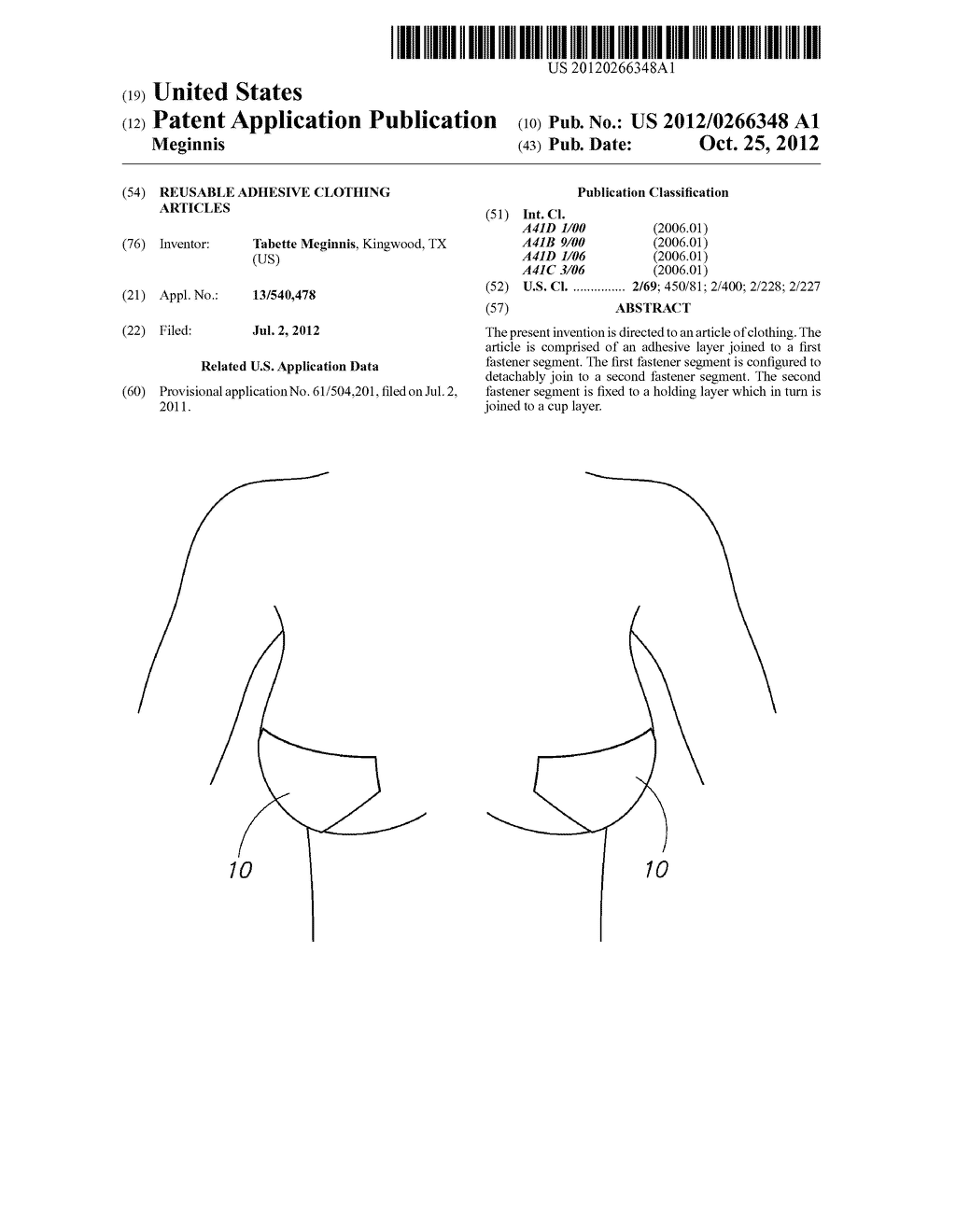 Reusable Adhesive Clothing Articles - diagram, schematic, and image 01