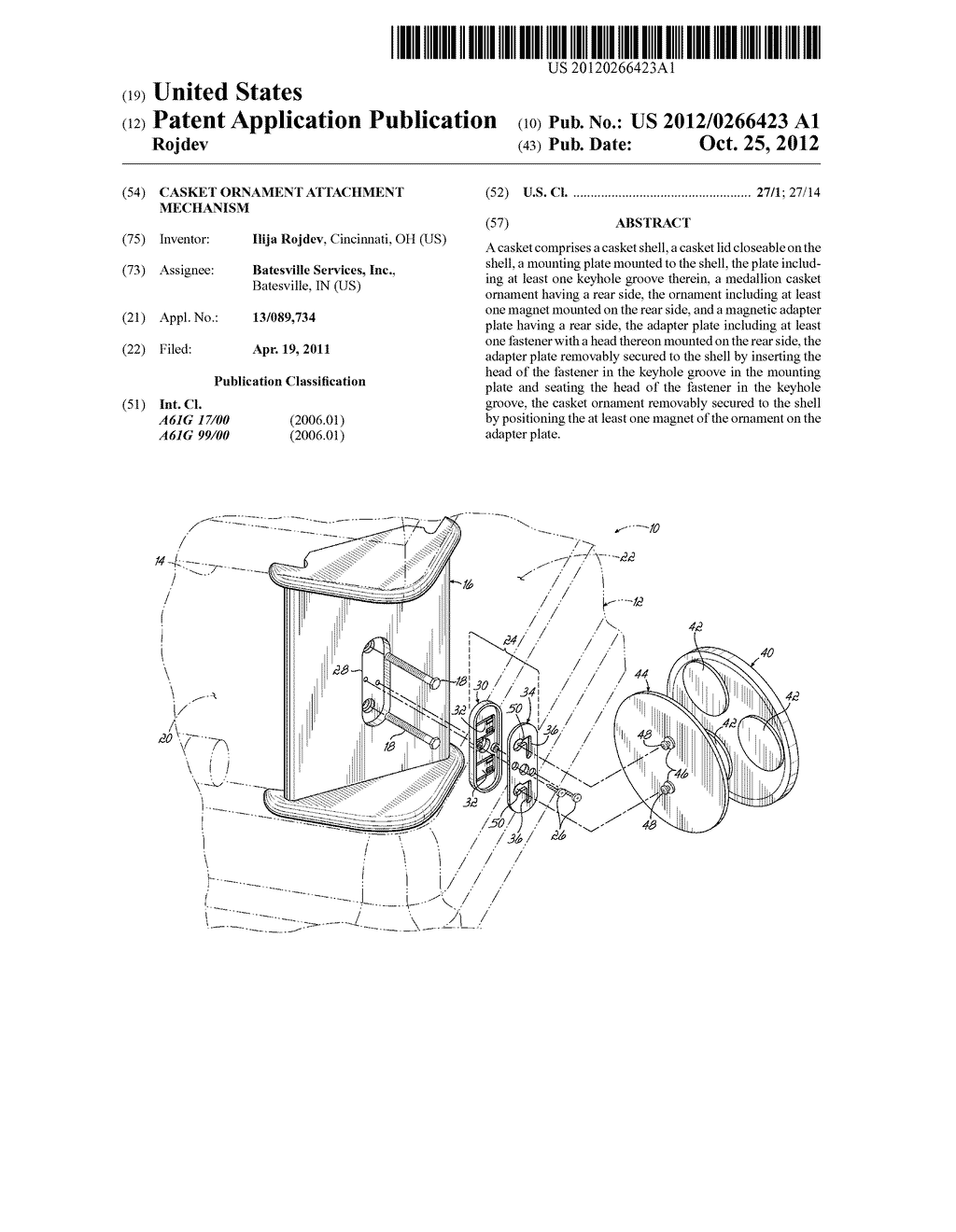 CASKET ORNAMENT ATTACHMENT MECHANISM - diagram, schematic, and image 01