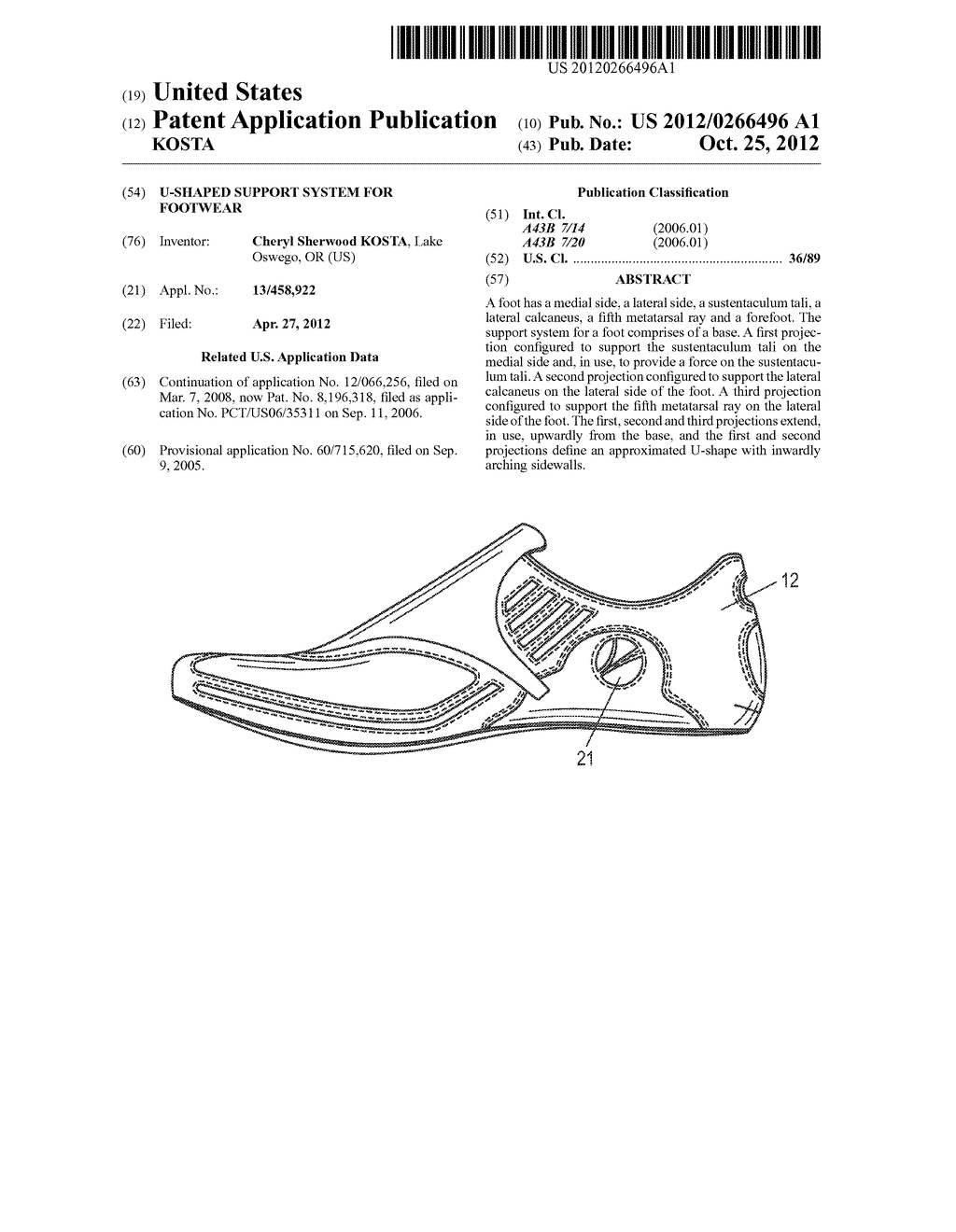 U-Shaped Support System for Footwear - diagram, schematic, and image 01