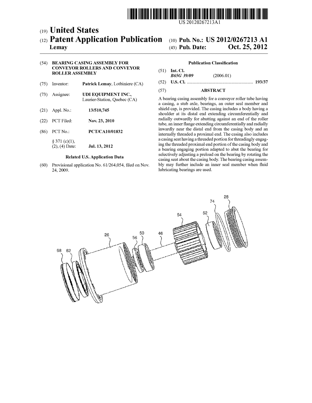 BEARING CASING ASSEMBLY FOR CONVEYOR ROLLERS AND CONVEYOR ROLLER ASSEMBLY - diagram, schematic, and image 01