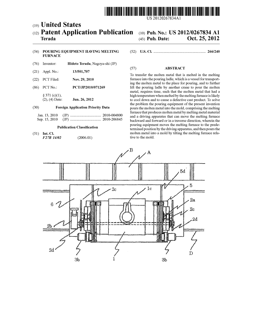 POURING EQUIPMENT HAVING MELTING FURNACE - diagram, schematic, and image 01