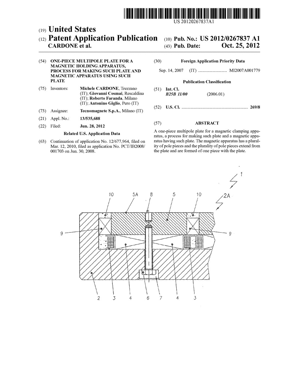 One-Piece Multipole Plate for a Magnetic Holding Apparatus, Process for     Making Such Plate and Magnetic Apparatus Using Such Plate - diagram, schematic, and image 01