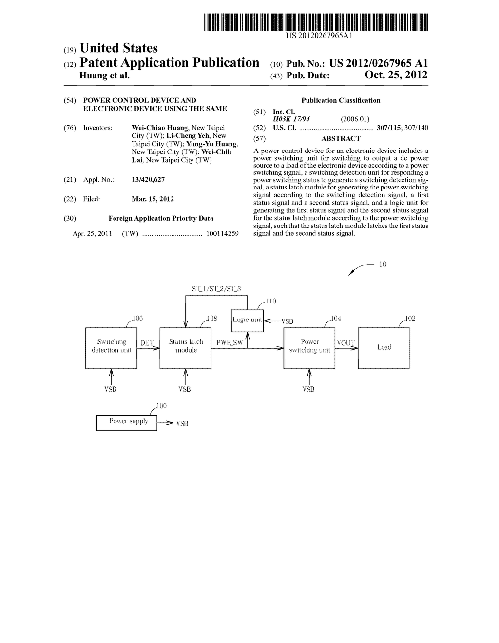 Power Control Device and Electronic Device Using the Same - diagram, schematic, and image 01