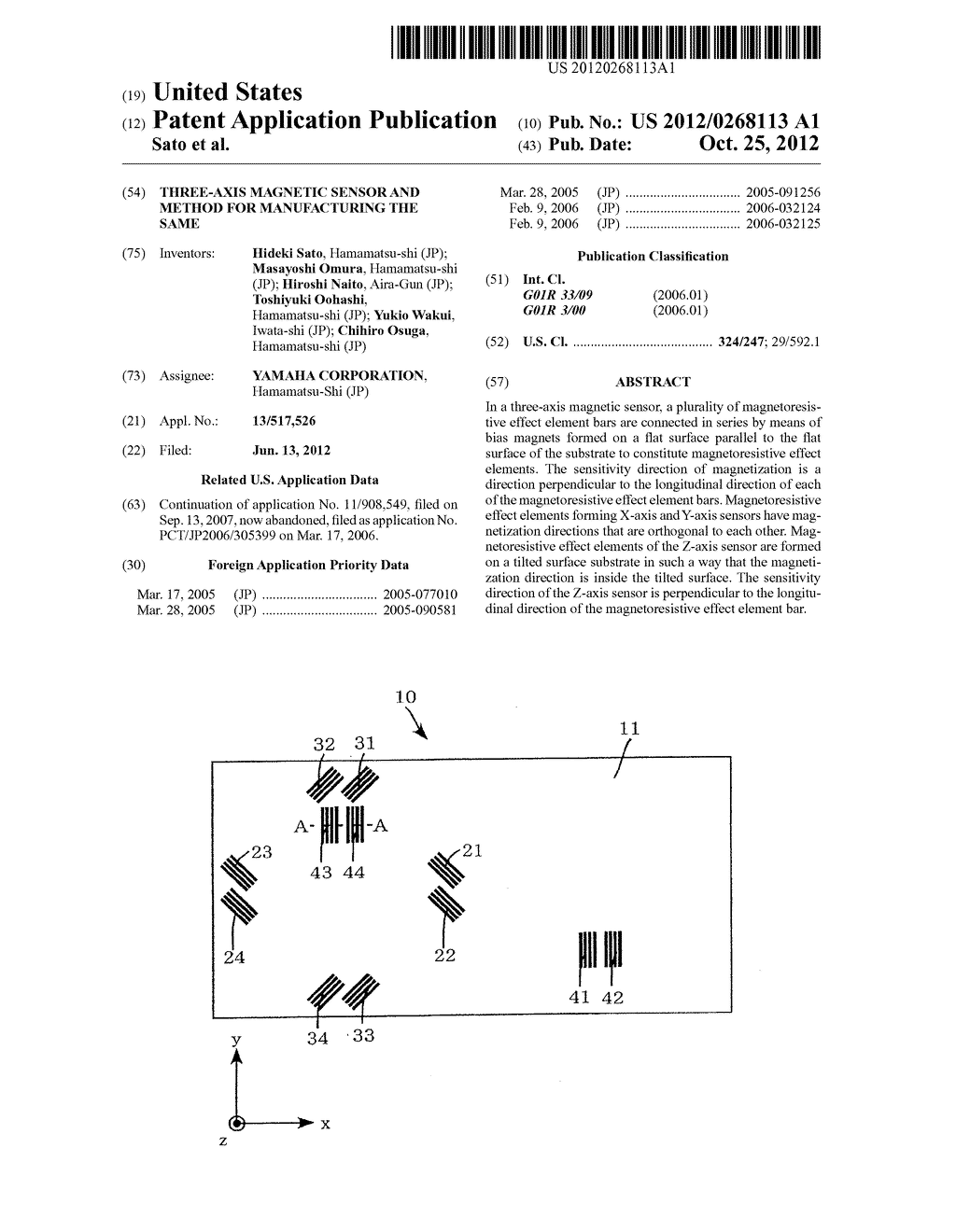 THREE-AXIS MAGNETIC SENSOR AND METHOD FOR MANUFACTURING THE SAME - diagram, schematic, and image 01