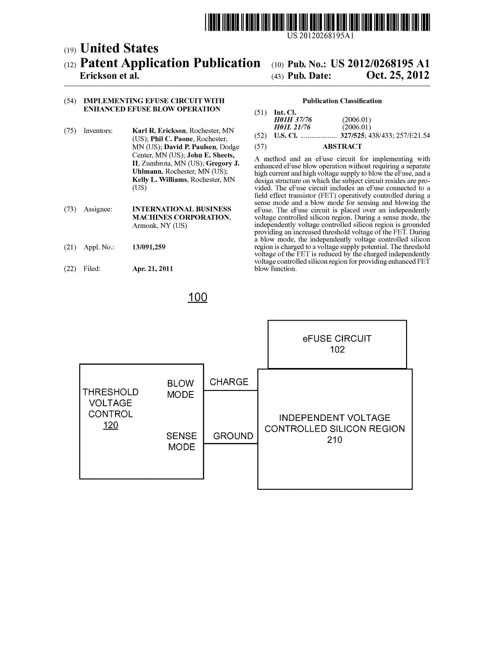 IMPLEMENTING eFUSE CIRCUIT WITH ENHANCED eFUSE BLOW OPERATION - diagram, schematic, and image 01