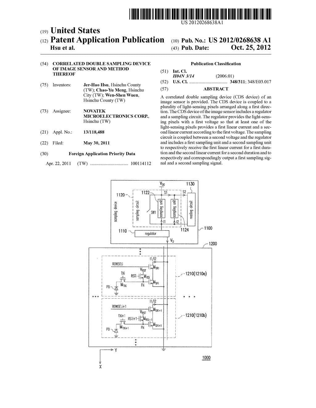 CORRELATED DOUBLE SAMPLING DEVICE OF IMAGE SENSOR AND METHOD THEREOF - diagram, schematic, and image 01