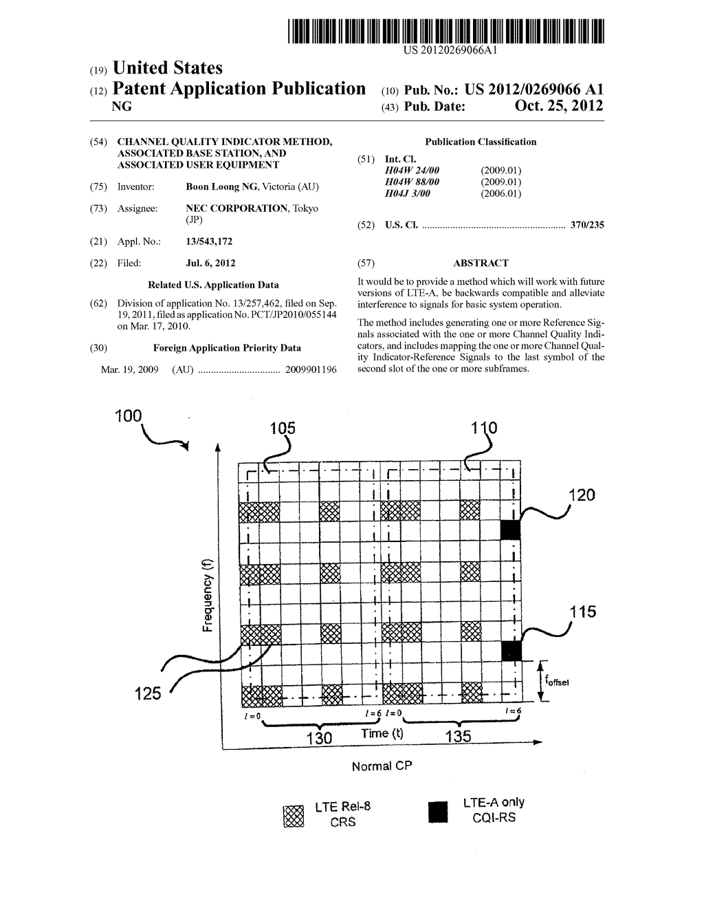 CHANNEL QUALITY INDICATOR METHOD, ASSOCIATED BASE STATION, AND ASSOCIATED     USER EQUIPMENT - diagram, schematic, and image 01