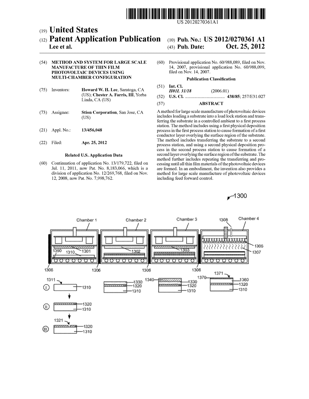 METHOD AND SYSTEM FOR LARGE SCALE MANUFACTURE OF THIN FILM PHOTOVOLTAIC     DEVICES USING MULTI-CHAMBER CONFIGURATION - diagram, schematic, and image 01