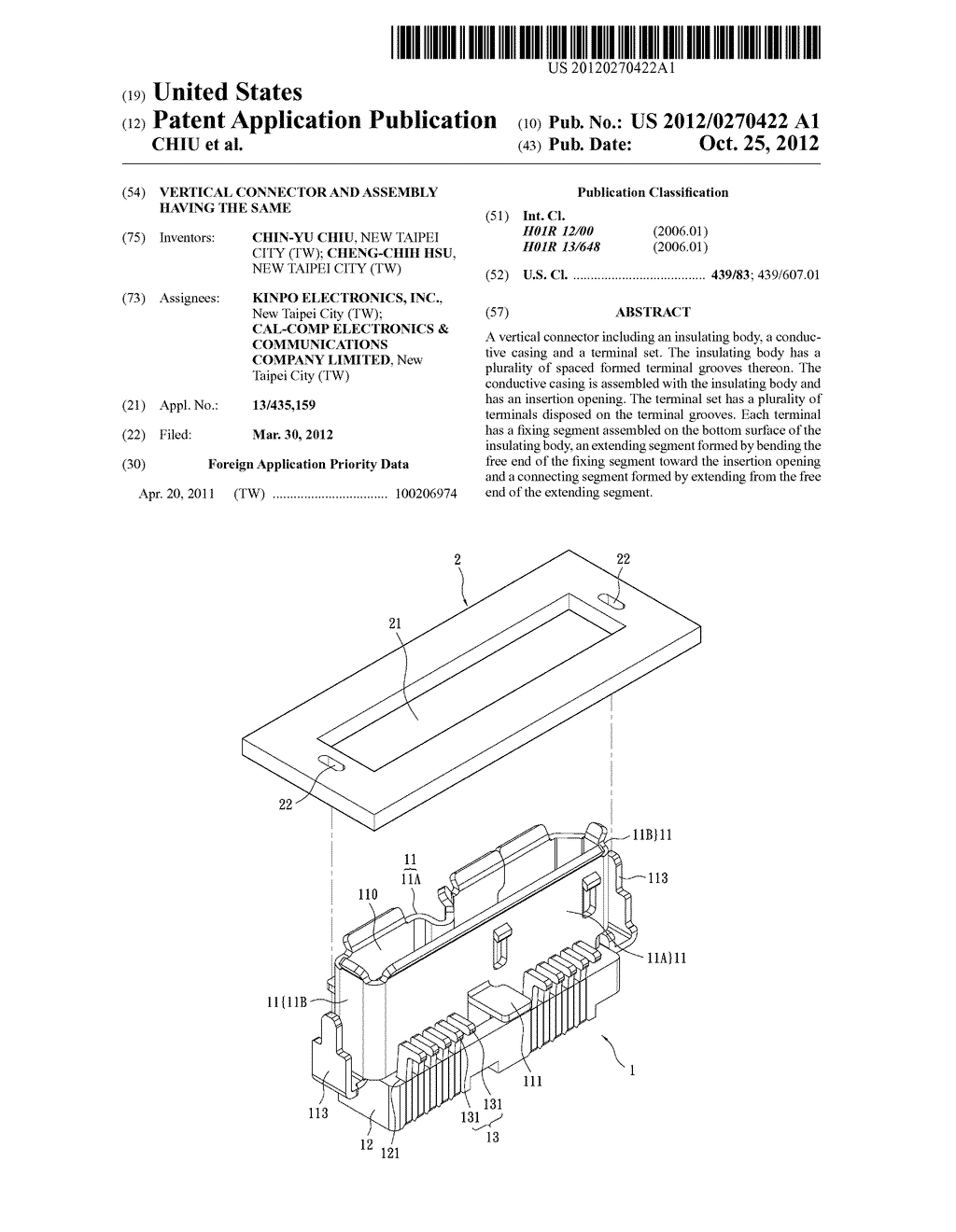 VERTICAL CONNECTOR AND ASSEMBLY HAVING THE SAME - diagram, schematic, and image 01