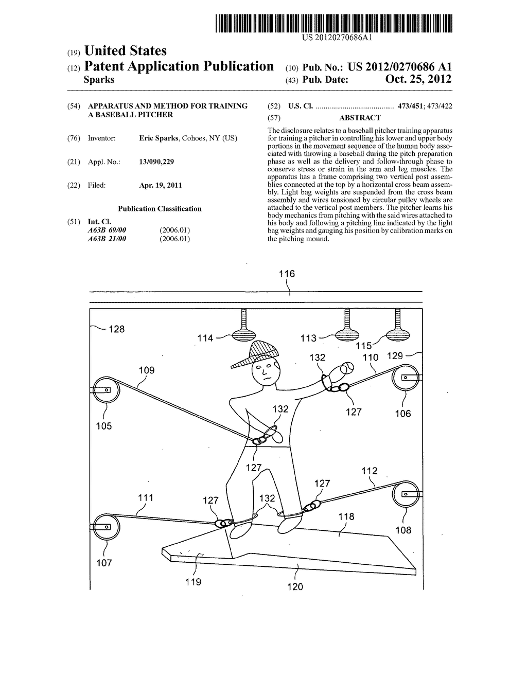 Apparatus and Method for Training a Baseball Pitcher - diagram, schematic, and image 01