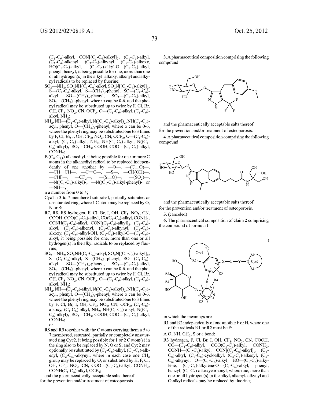 USE OF COMPOUNDS WITH SGLT-1/SGLT-2 INHIBITOR ACTIVITY FOR PRODUCING     MEDICAMENTS FOR TREATMENT OF BONE DISEASE - diagram, schematic, and image 78