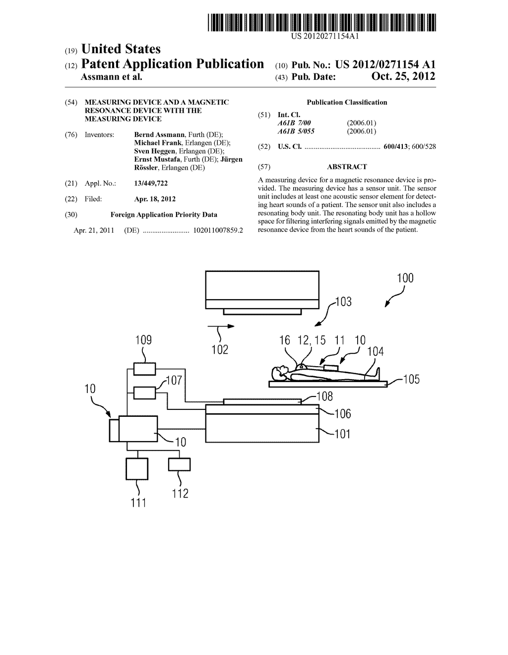 MEASURING DEVICE AND A MAGNETIC RESONANCE DEVICE WITH THE MEASURING DEVICE - diagram, schematic, and image 01