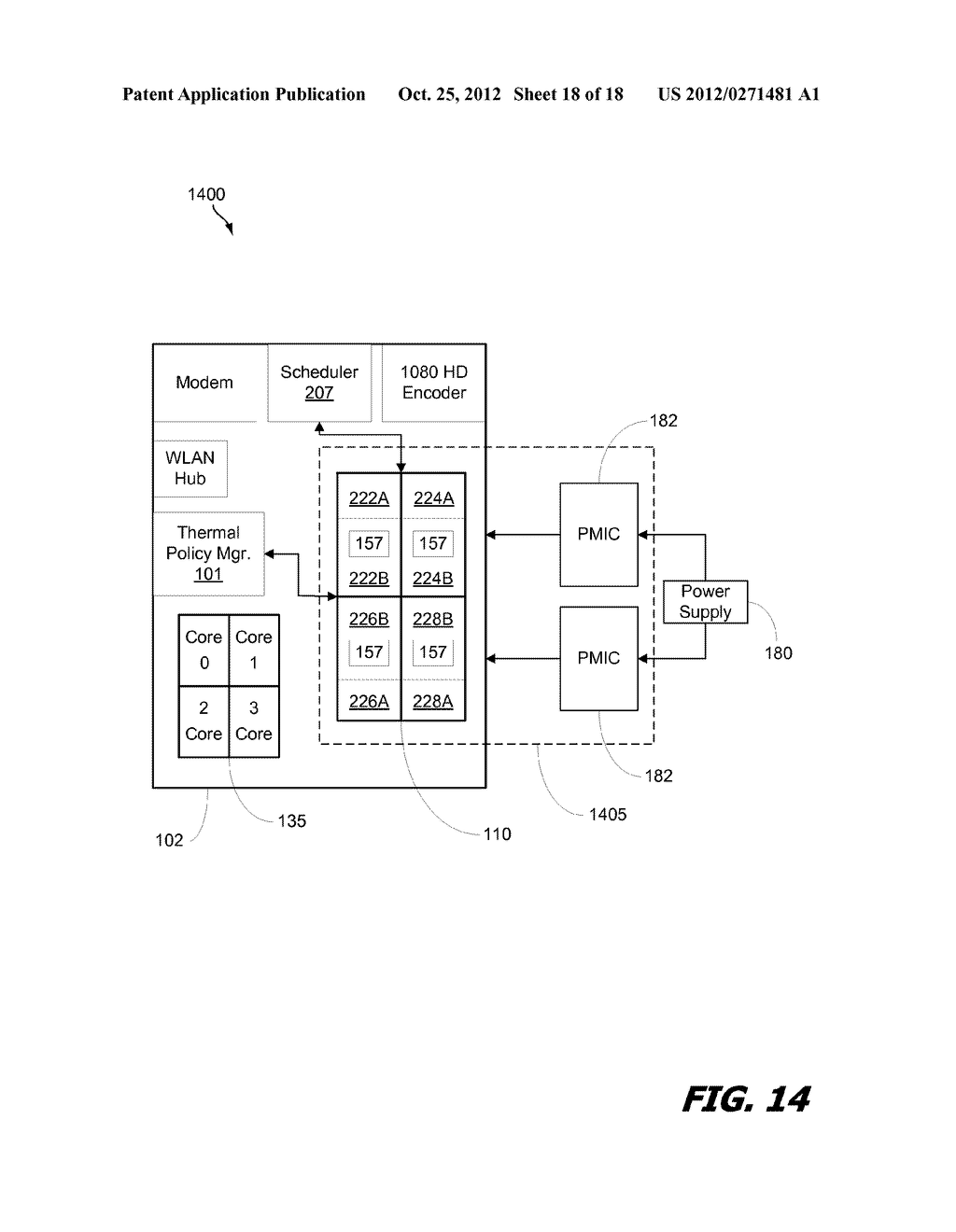 METHOD AND SYSTEM FOR THERMAL LOAD MANAGEMENT IN A PORTABLE COMPUTING     DEVICE - diagram, schematic, and image 19