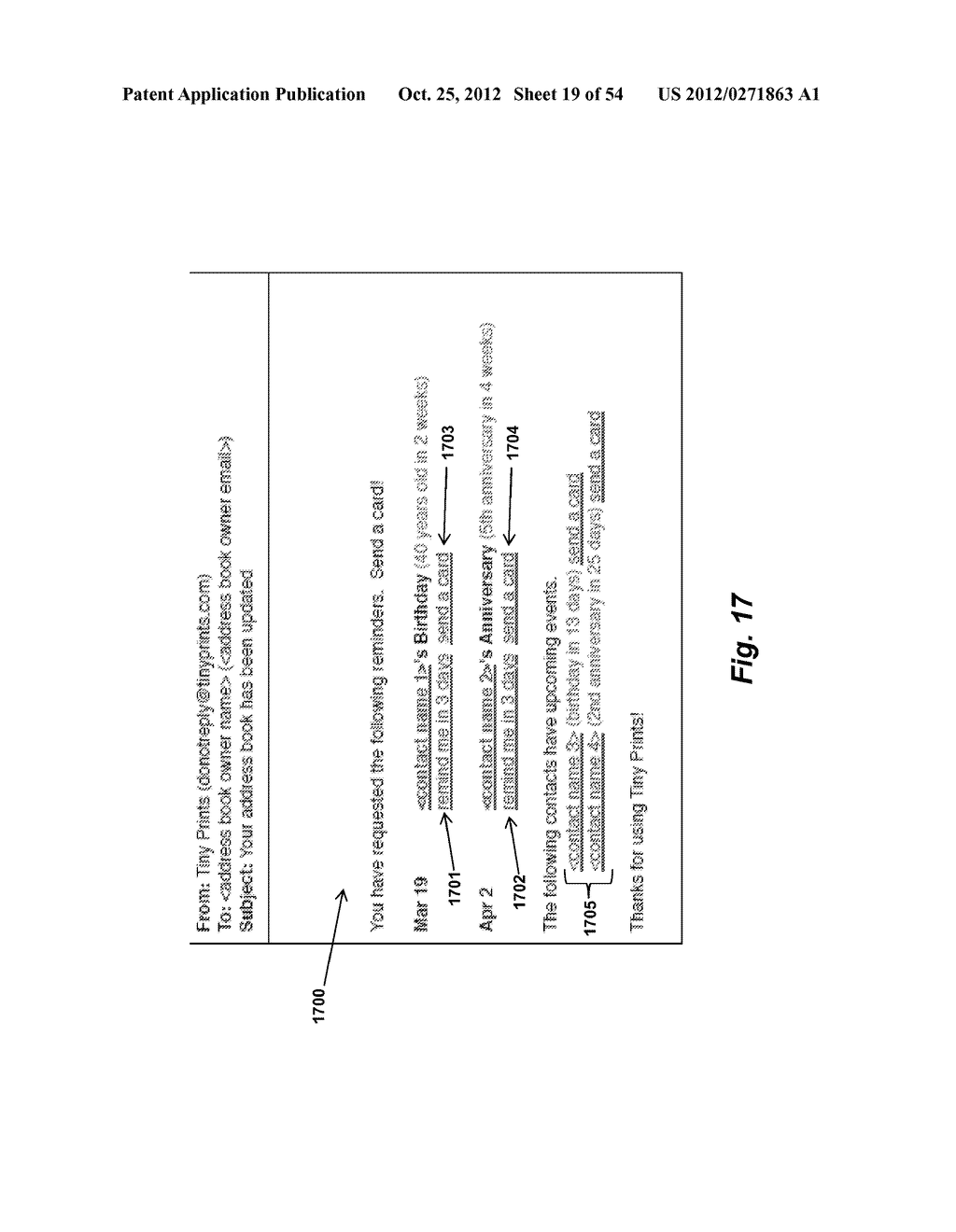 SYSTEM, METHOD AND GRAPHICAL USER INTERFACE FOR MANAGING CONTACTS AND     CALENDARS WITHIN AN ONLINE CARD SYSTEM - diagram, schematic, and image 20