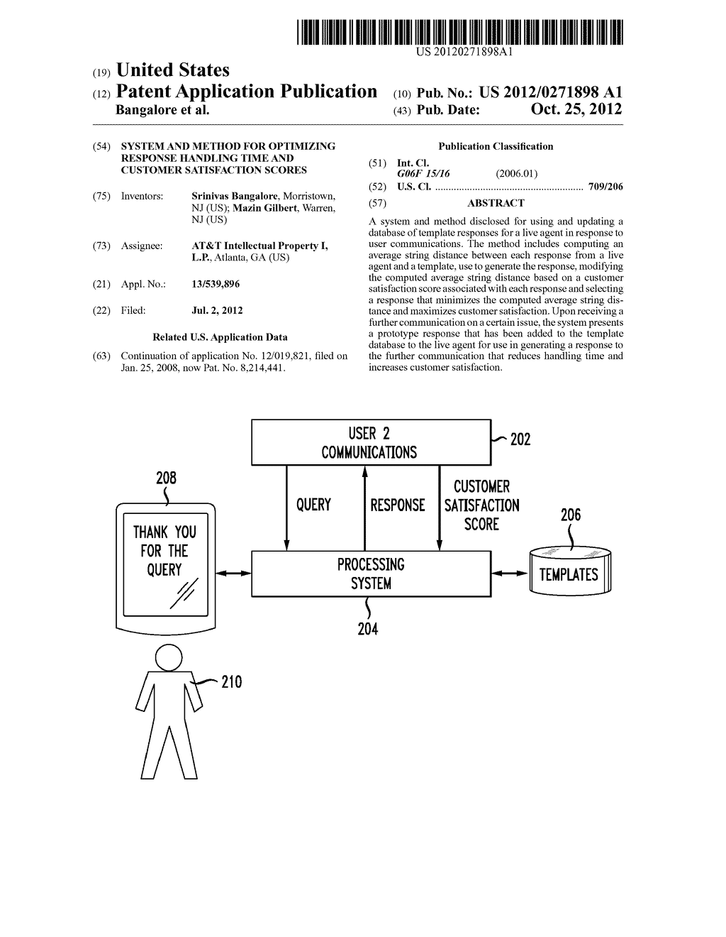 SYSTEM AND METHOD FOR OPTIMIZING RESPONSE HANDLING TIME AND CUSTOMER     SATISFACTION SCORES - diagram, schematic, and image 01