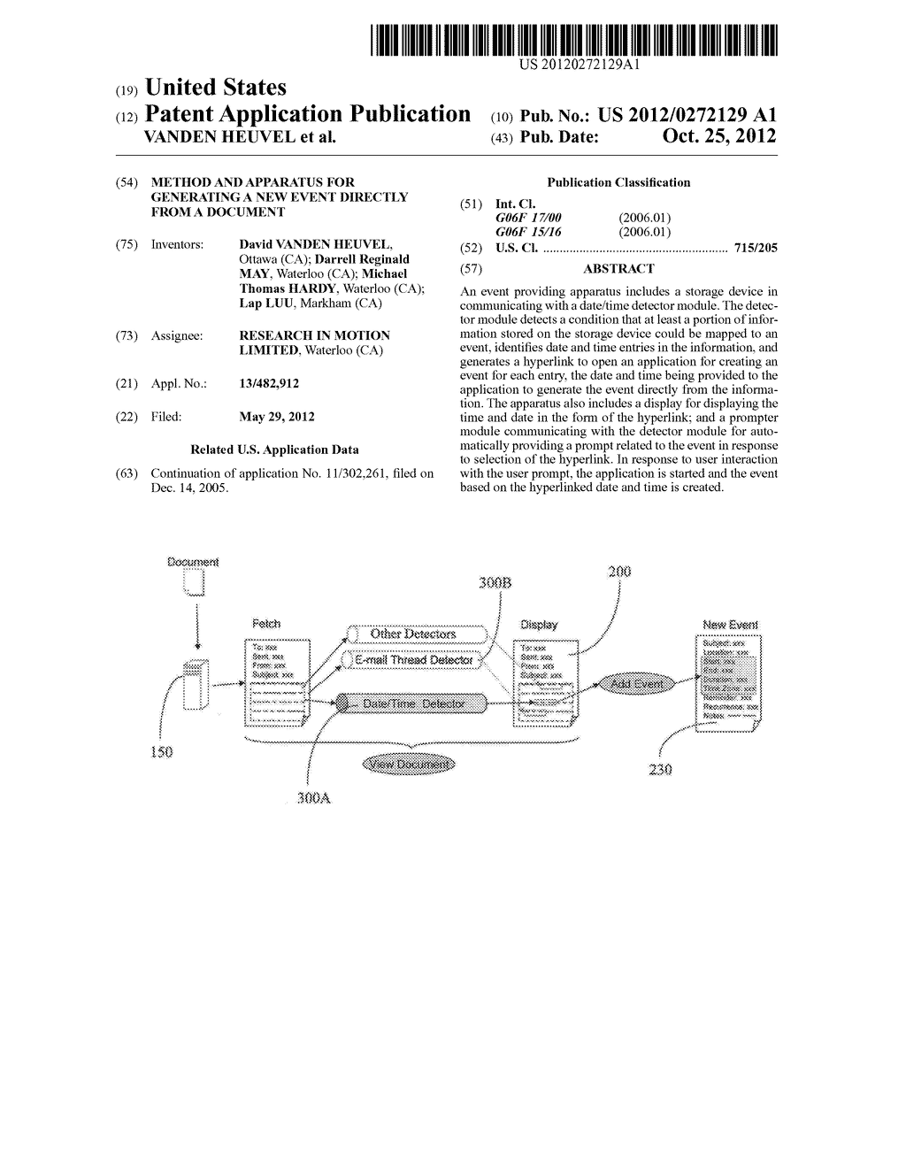 METHOD AND APPARATUS FOR GENERATING A NEW EVENT DIRECTLY FROM A DOCUMENT - diagram, schematic, and image 01