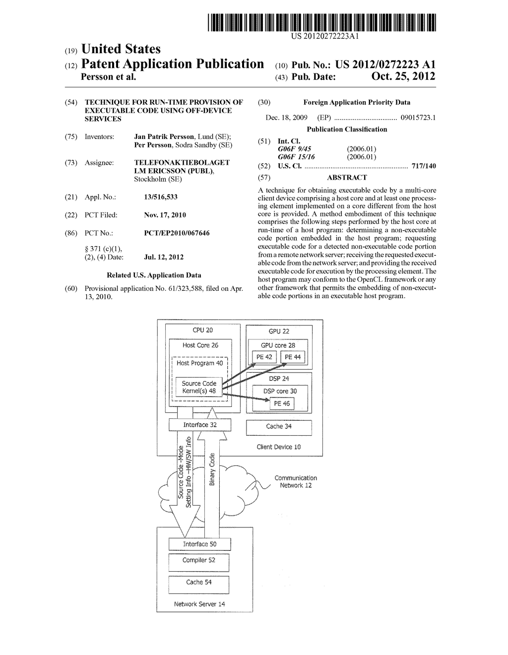 Technique for Run-Time Provision of Executable Code using Off-Device     Services - diagram, schematic, and image 01