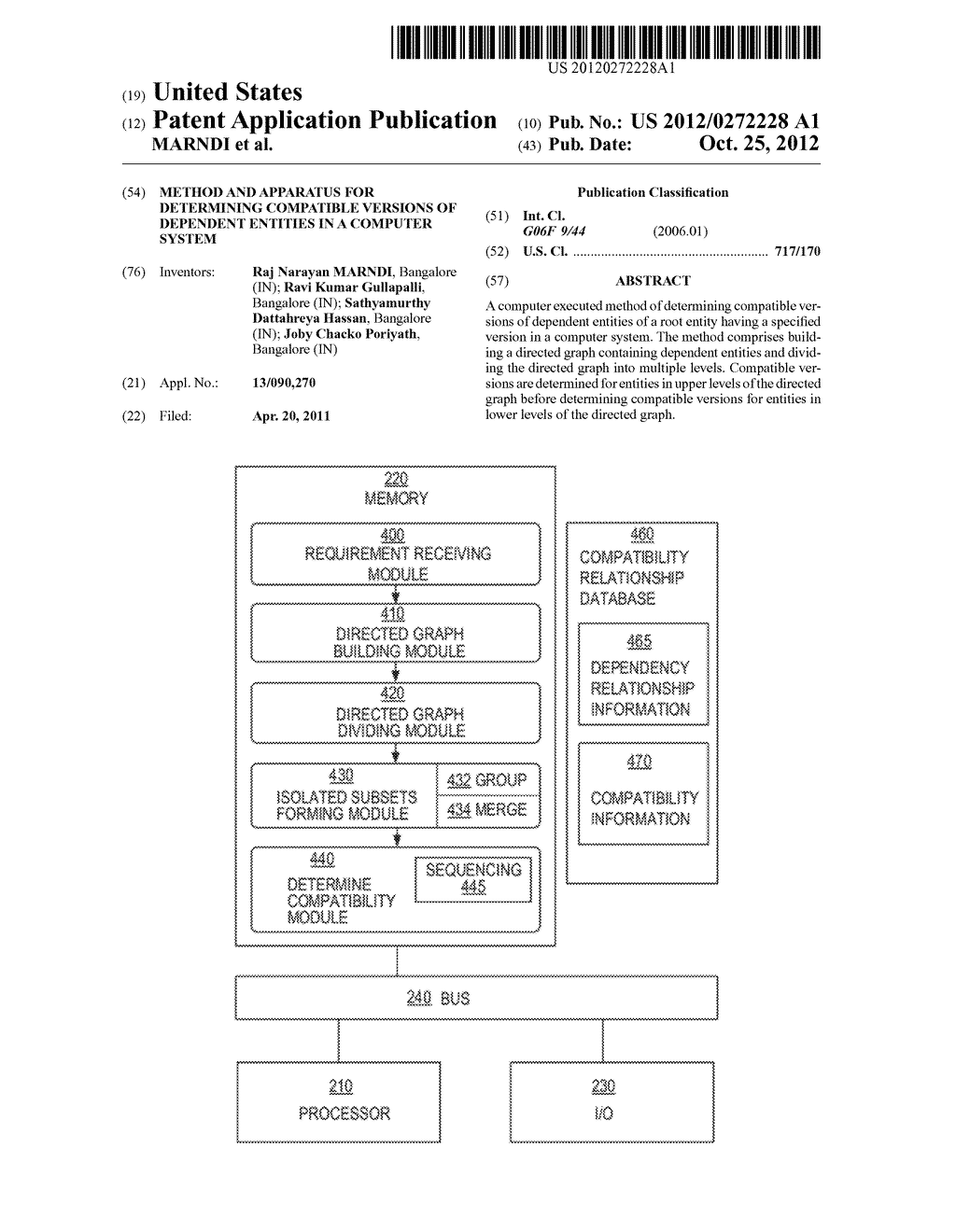 METHOD AND APPARATUS FOR DETERMINING COMPATIBLE VERSIONS OF DEPENDENT     ENTITIES IN A COMPUTER SYSTEM - diagram, schematic, and image 01