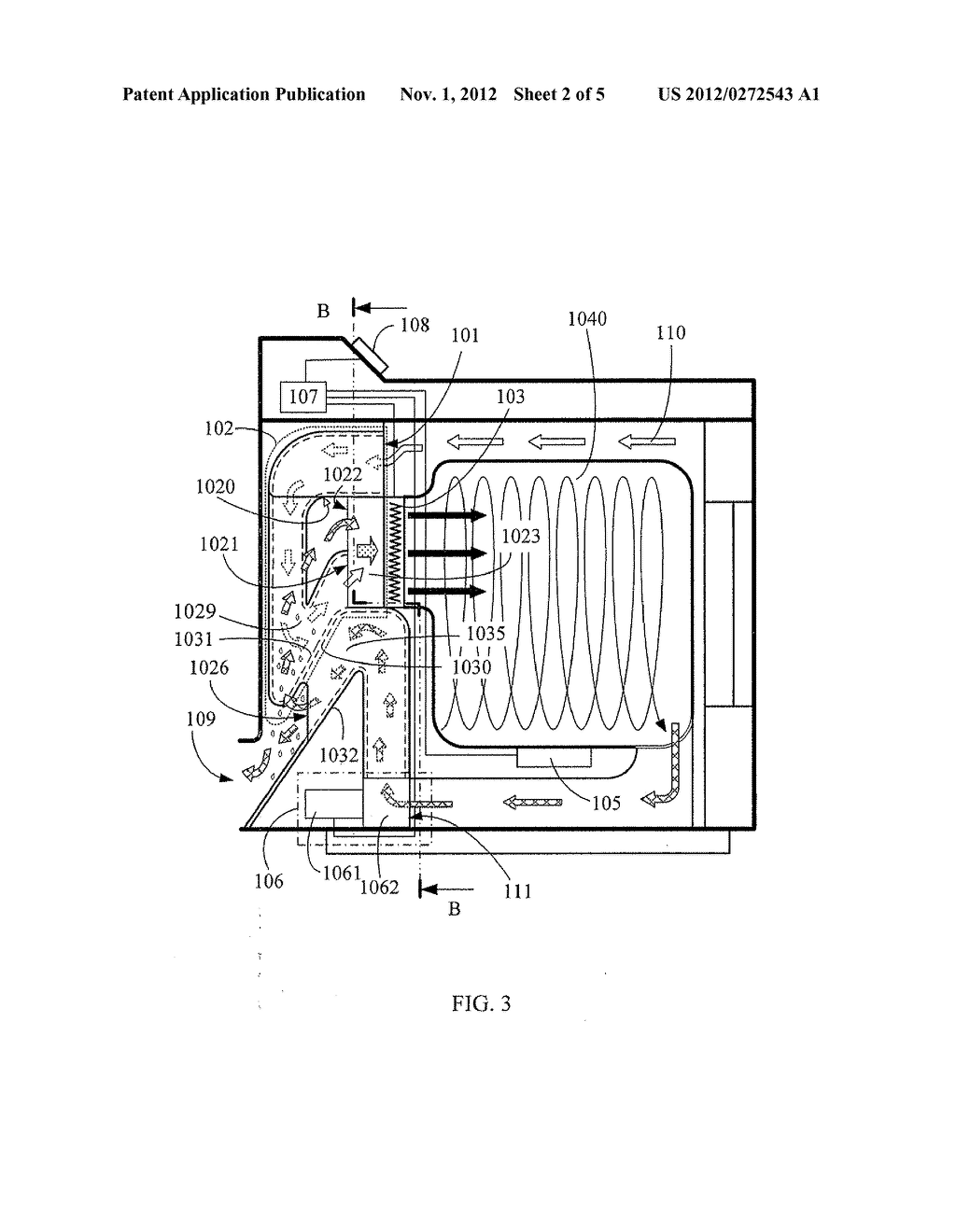 HEAT REFLUX DRYING MACHINE UTILIZING INLET/OUTLET AIR TEMPERATURE     DIFFERENCE TO CONDENSE WATER - diagram, schematic, and image 03