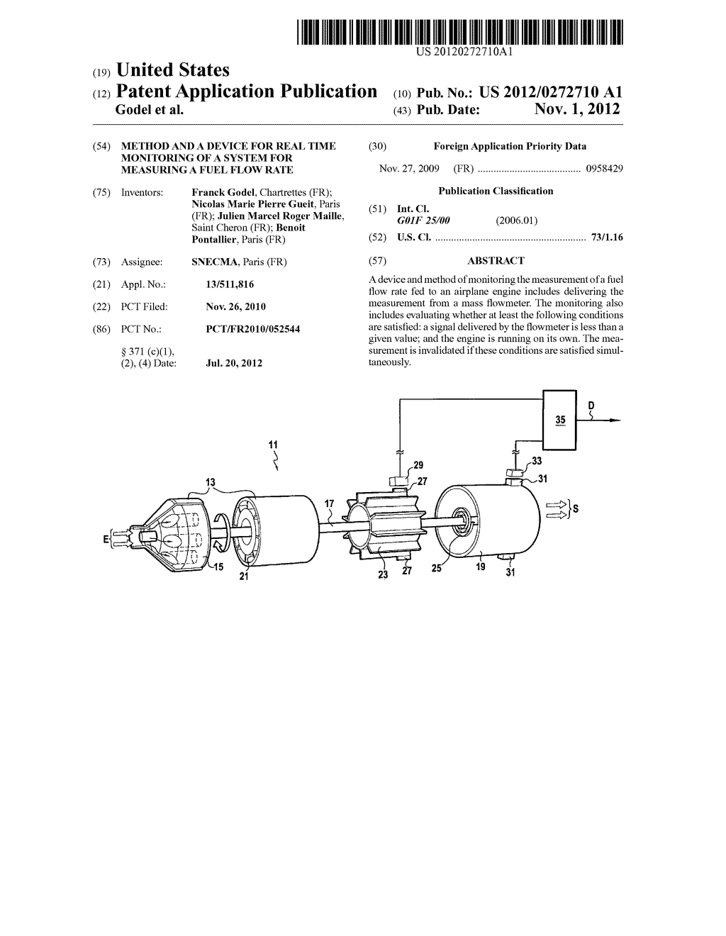 METHOD AND A DEVICE FOR REAL TIME MONITORING OF A SYSTEM FOR MEASURING A     FUEL FLOW RATE - diagram, schematic, and image 01