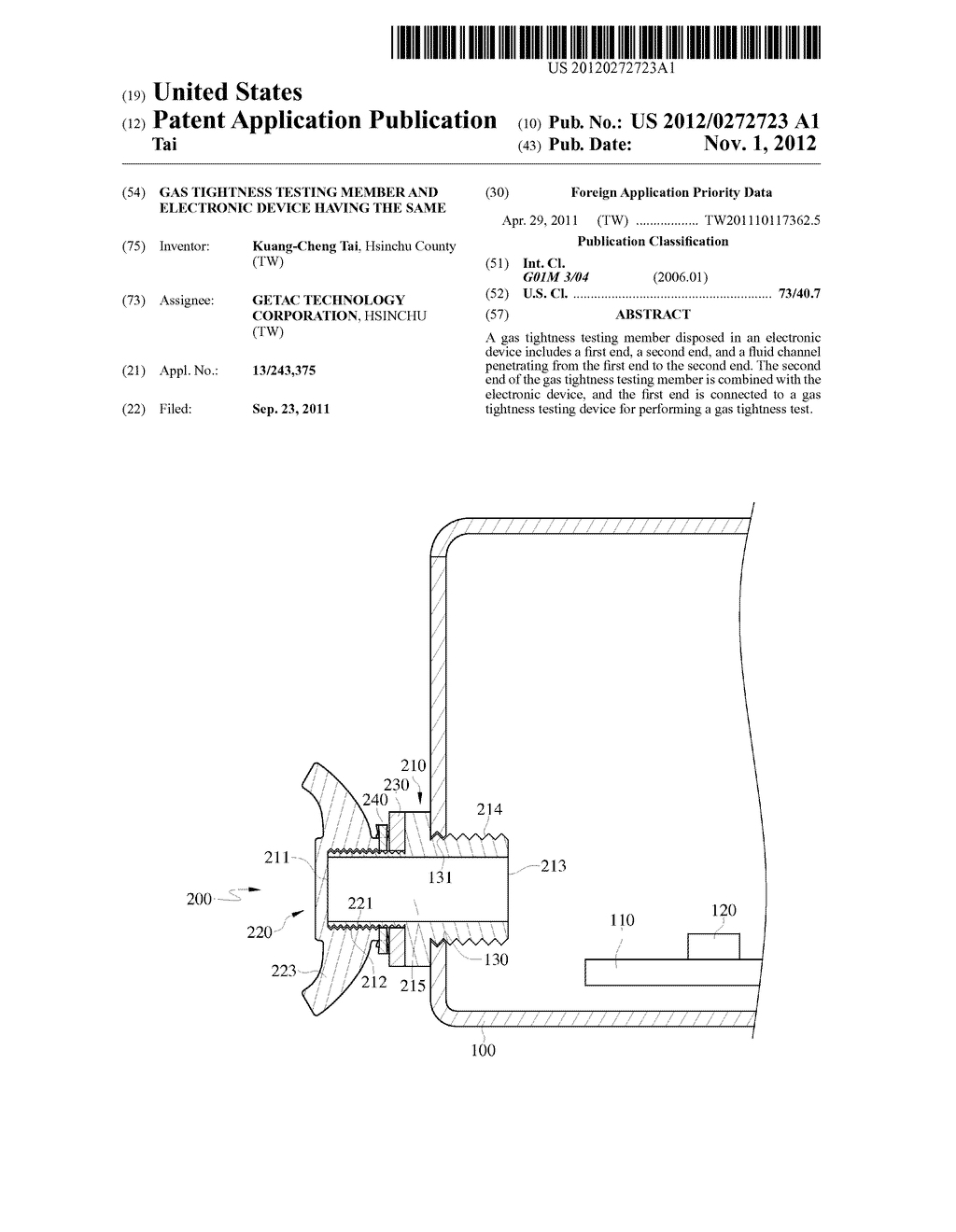 GAS TIGHTNESS TESTING MEMBER AND ELECTRONIC DEVICE HAVING THE SAME - diagram, schematic, and image 01