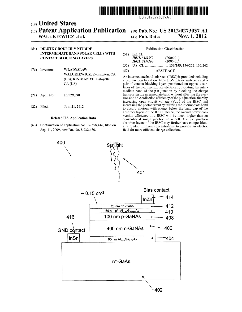 DILUTE GROUP III-V NITRIDE INTERMEDIATE BAND SOLAR CELLS WITH CONTACT     BLOCKING LAYERS - diagram, schematic, and image 01