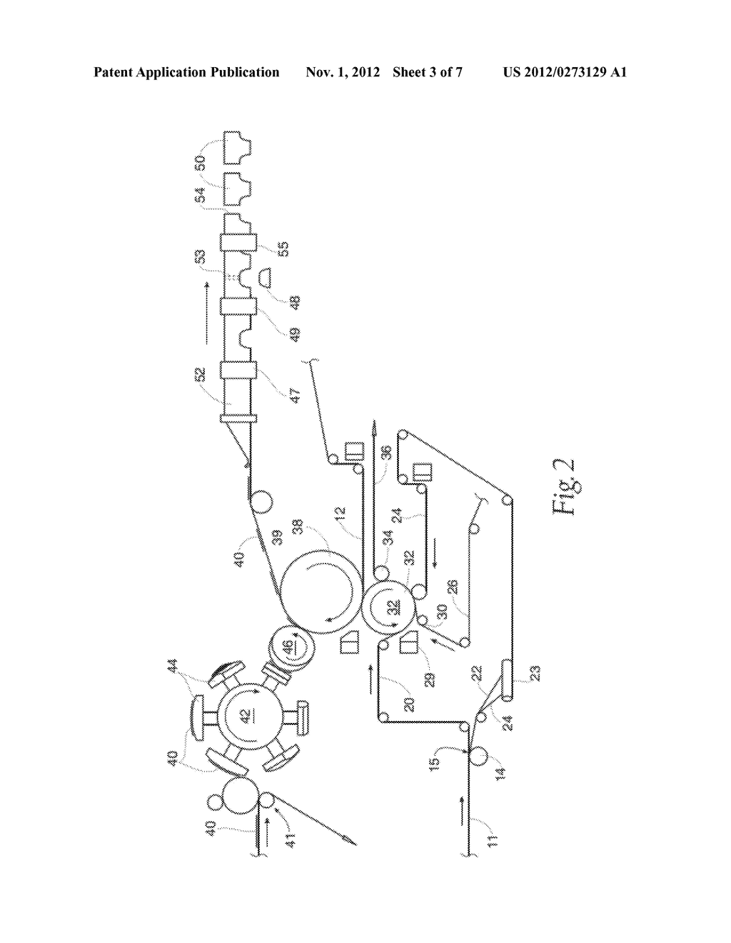 APPARATUS AND METHOD FOR THE APPLICATION OF A CURVED RIBBON TO A TRAVELING     WEB - diagram, schematic, and image 04