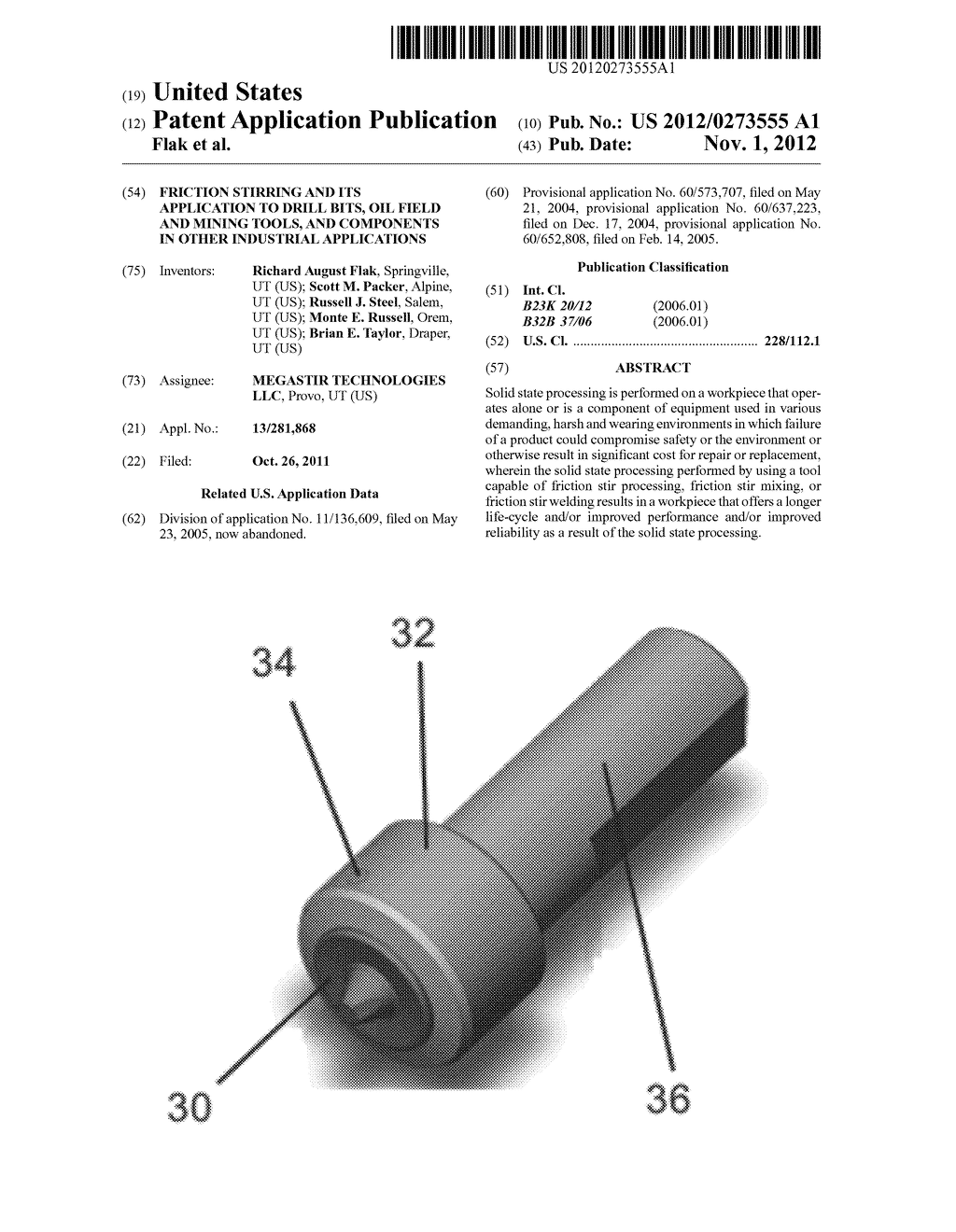 FRICTION STIRRING AND ITS APPLICATION TO DRILL BITS, OIL FIELD AND MINING     TOOLS, AND COMPONENTS IN OTHER INDUSTRIAL APPLICATIONS - diagram, schematic, and image 01