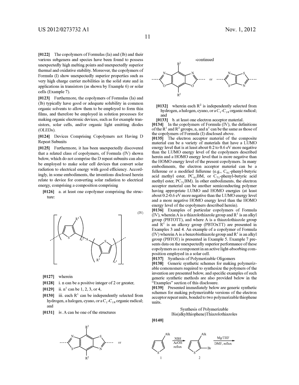 COPOLYMER SEMICONDUCTORS COMPRISING THIAZOLOTHIAZOLE OR BENZOBISTHIAZOLE,     OR BENZOBISOXAZOLE ELECTRON ACCEPTOR SUBUNITS, AND ELECTRON DONOR     SUBUNITS, AND THEIR USES IN TRANSISTORS AND SOLAR CELLS - diagram, schematic, and image 51