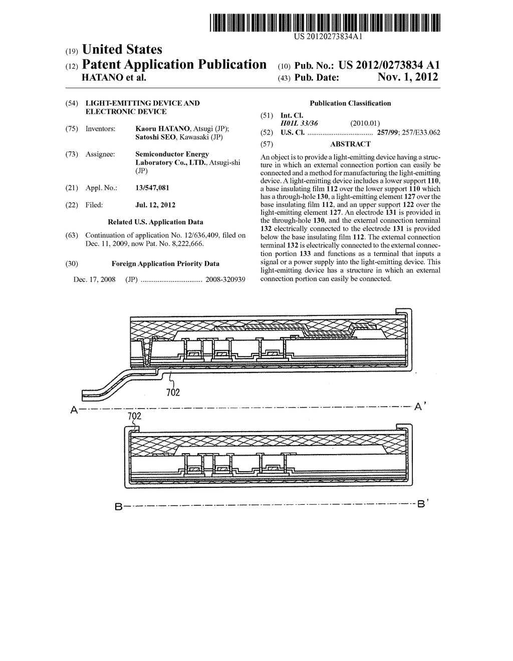 LIGHT-EMITTING DEVICE AND ELECTRONIC DEVICE - diagram, schematic, and image 01